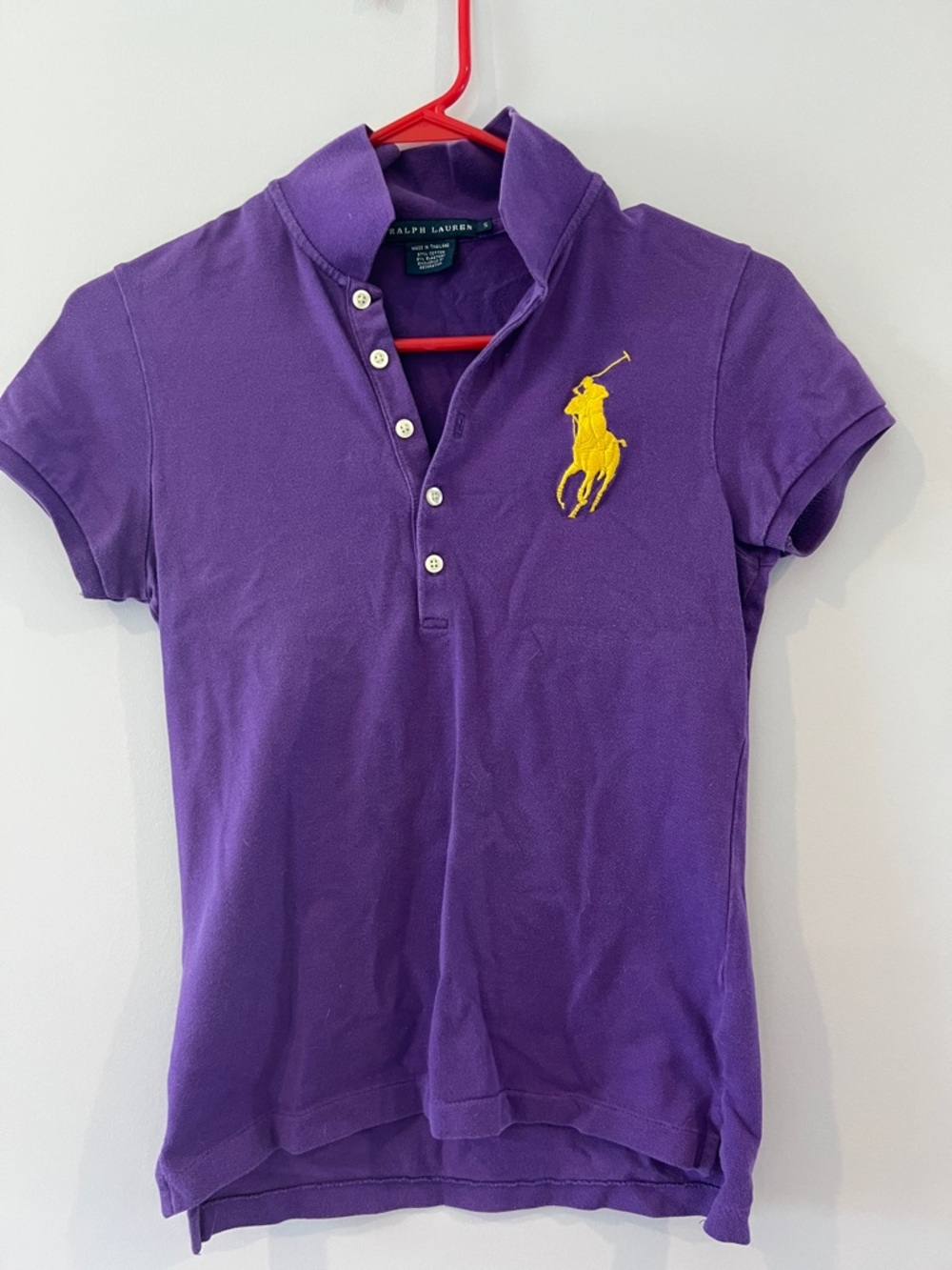 Ralph Lauren Short Sleeve Polo in Purple with Yellow Pony